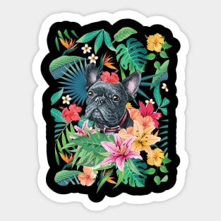 Tropical Black Frenchie French Bulldog Sticker